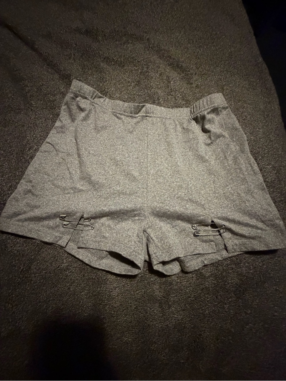 Women's Gray Casual Knit Shorts with Decorative Hardware